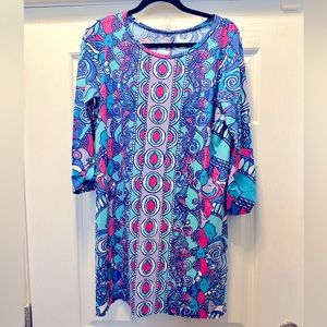 BNWOT Size Large Lilly Dress - beautiful pattern! PFSFH. 3/4 length sleeves